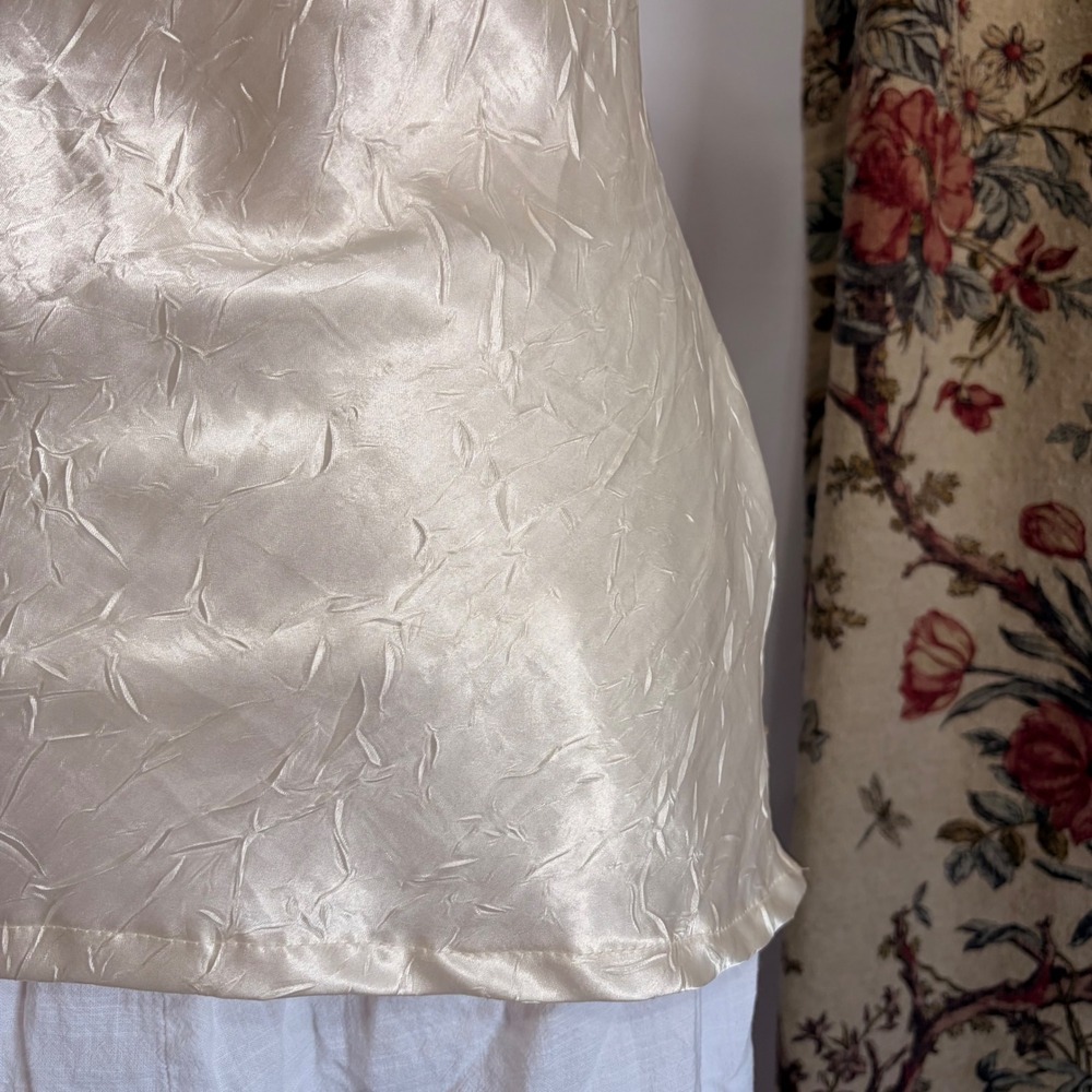 No Boundaries Cream Ivory Satin Crinkle Camisole with gold sequin detailing - Picture 7 of 16